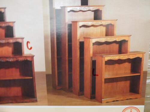 (26) 36" HAND CARVED CHERRY BOOKCASES, (2) 36" WALNUT BOOKCASES, AND (2) 48" WALNUT BOOKCASES (COST $1278) (903336)