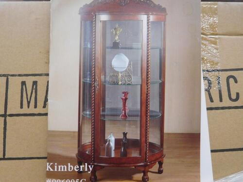 (8) KIMBERLY TWIST BOW FRONT CHERRY CURIO CABINETS (COST $1752) (906005C)