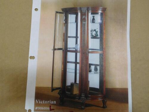 (7) VICTORIAN BOW FRONT CHERRY CURIO CABINETS (COST $2275) (906006L)