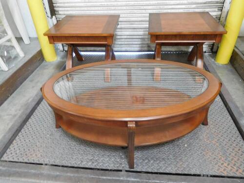 (24) 3-PIECE COFFEE TABLE SETS, (COFFEE, & (2) END TABLES) (COST $3696) (4887-117 (7057), 7058)