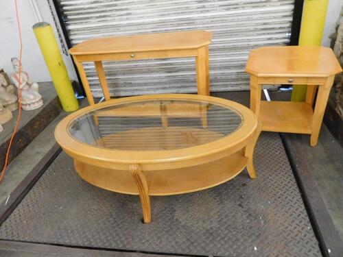 (16) 3-PIECE COFFEE TABLE SETS, COFFEE/SOFA/END TABLE SET (COST $2480) (4887-117 (5677) , 5678, 5679)