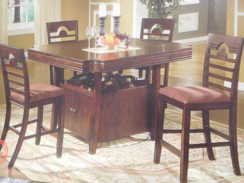 (21) 5PC. DARK BROWN PUB TABLE SETS WITH STORAGE (COST $5460) (76017-211T, 76017-212)