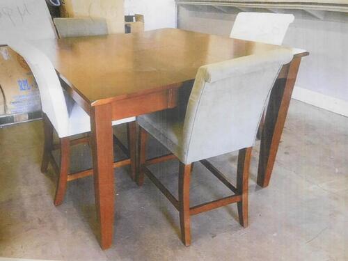 (4) PUB TABLE WITH BUTTERFLY LEAF, (9) PARSON CHAIR (GREEN), (6) PARSON CHAIR (OYSTER) (COST $1287) (7080, 7082-24-1, 7082-24-1)