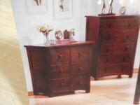 (10) CHERRY 6 DRAWER DRESSERS, (4) 5 DRAWER CHESTS, AND (27) UNDER STORAGE DRAWERS