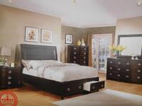 (10) CAL KING STORAGE BED SETS WITH NIGHTSTAND, DRESSER, MIRROR AND CHEST