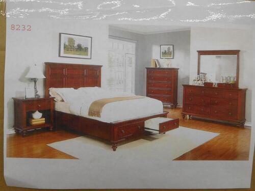 (17) CHERRY QUEEN BEDS WITH (35) NIGHTSTANDS, (14) DRESSERS, (10) CHESTS AND (9) MIRRORS (COST $11,855) (8232-001)