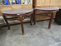 (2) HALF MOON CONSOLE TABLES