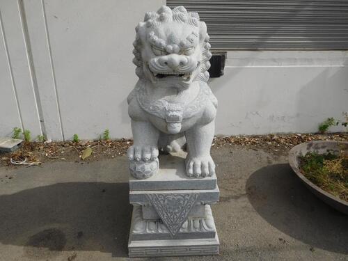 SET OF 2 CONCRETE GUARDIAN LIONS / FOO DOGS 23.5" X 60" X 33"