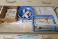 CONTENTS OF DRAWER, BANDAGES, VIALS, TAPE, HAMILTON, 3RD FLOOR, RM216