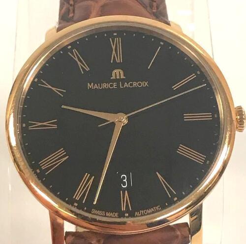 MAURICE LACROIX AUTOMATIC LACROIX LES CLASSIQUE TRADITION WATCH, MATERIAL: ROSE GOLD, LEATHER, SAPPHIRE CRYSTAL, 30M WATER RESISTANT, BLACK DIAL, MODEL: LC6007-PG101-310 - Store Display, With Box, Manual Included