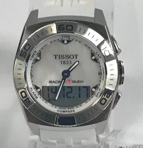 TISSOT RACING TOUCH WATCH, STAINLESS STEEL, SAPPHIRE CRYSTAL, 100M WATER RESISTANT, WHITE RUBBER STRAP, MODEL: T002.520.17.111.00 - Store Display, With Box, Manual Included