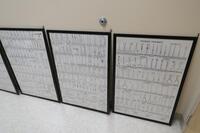 LOT OF 5 POSTER FRAMES WITH 10 SURGICAL INSTRUMENT POSTERS, HAMILTON, 3RD FLOOR, RM216C