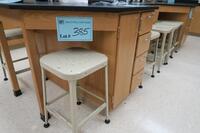 LOT, STUDENT LAB TABLE WITH 8 STOOLS, SINKS, HOT AND COLD WATER, GAS, AIR, VACUUM, ELECTRIC, INCLUDES ALL CONTENTS OF DRAWERS (LOTTED ITEMS ON TOP ARE NOT INCLUDED), HAMILTON, 3RD FLOOR, RM206