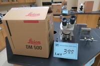 LEICA DM500 MICROSCOPE WITH COVER AND BOX, HAMILTON, 3RD FLOOR, RM206