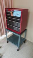 LOT, 5 DRAWER HOMAK TOOL BOX WITH KEYS, CONTENTS OF ALL DRAWERS, SMALL STEEL CART, HAMILTON, 3RD FLOOR, RM208