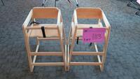 LOT, 2 WOODEN RESTRAUNT STYLE HIGH CHAIRS, SPALDING, UPPER LEVEL FLOOR, RM MESS HALL