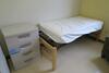 DORM SUITE, 2-TWIN SIZE BUNKABLE BEDS, 2-ARM CHAIRS, 1-STERILITE 4 DRAWER DRESSER, 1-DOUBLE SIZE BED WITH MATTRESS AND BOX, 1-3 DRAWER DRESSER, 1-GE E