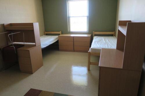 LOT, 5-BUNKABLE BEDS, 5-3DRAWER DRESSERS, 5-STUDENT DESKS WITH BRIDGE & LIGHT, 5-CHAIRS, 5-2 DOOR WARDROBES, DOMINIC DORM, 3RD FLOOR, RM343 & 345