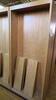 LOT, 4 LARGE DOUBLE SIDED WOODEN BOOK CASES WITH SHELVES IN LIGHT OAK, LOURDES, UPPER FLOOR, RM GYM - 2