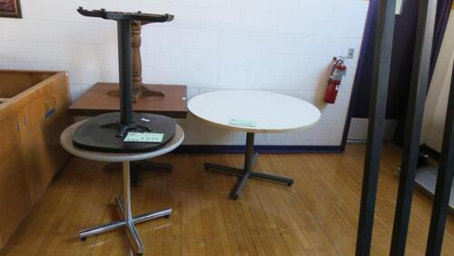 LOT, 5 MISC PEDASTAL TABLES, LOURDES, UPPER FLOOR, RM GYM