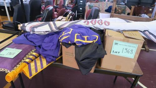 LOT, MISC FLAGS, BANNERS, COVERS, LOURDES, UPPER FLOOR, RM GYM