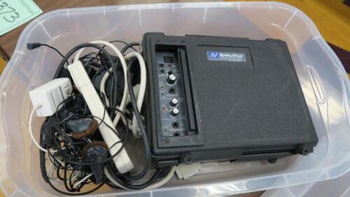 LOT, AMPLIVOX PORTABLE PA AMPLIFIER WITH CABLES, LOURDES, UPPER FLOOR, RM GYM