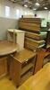 LOT, MISC ITEMS, PRINTER CART, ARMOIR, SHELVES, BOOK SHELF, OFFICE DIVIDERS,TABLES, WIRE BOOK RACKS, LOURDES, UPPER FLOOR, RM GYM - 11