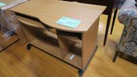 SMALL ROLLING COMPUTER DESK IN LIGHT FINISH, LOURDES, UPPER FLOOR, RM GYM