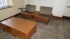 LOT, ALL FURNITURE IN EMR READING ROOM, 8-SOFA CHAIRS, 4 END TABLES, 4-WOODEN CHAIRS, 2 CAF TABLES, 2-ROLLING CHAIRS, HUNDLEY, 2ND FLOOR, RM EMR READI - 5