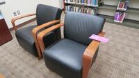 LOT, 4-LEATHER AND WOOD ARM CHAIRS, 2 WOODEN COFFEE TABLES, HUNDLEY, 2ND FLOOR, RM EAST