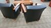 LOT, 4-LEATHER AND WOOD ARM CHAIRS, 2 WOODEN COFFEE TABLES, HUNDLEY, 2ND FLOOR, RM EAST - 4