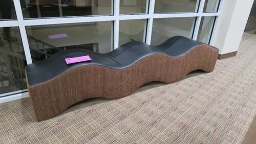 ART DECCO LEATHER AND CORDUROY BENCH, HUNDLEY, 2ND FLOOR, RM EAST