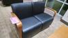 LOT, 4-LEATHER AND WOOD ARM CHAIRS, 3 SMALL TABLES, HUNDLEY, 2ND FLOOR, RM SOUTH