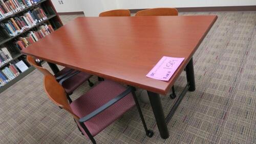 LOT, WORK TABLE WITH 4 ROLLING CHAIRS, HUNDLEY, 2ND FLOOR, RM WEST