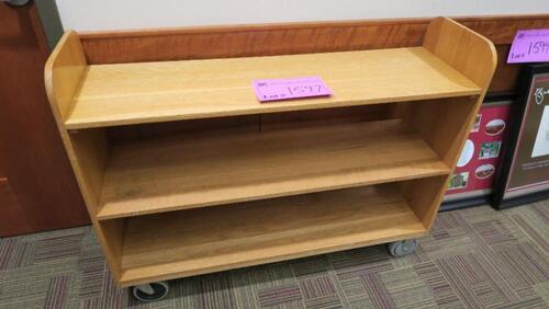 ROLLING WOODEN LIBRARY BOOK CART, HUNDLEY, 2ND FLOOR, RM 208