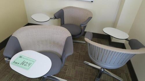 LOT, 3 TAN AND GREY STUDY CHAIRS, HUNDLEY, 1ST FLOOR, RM 129