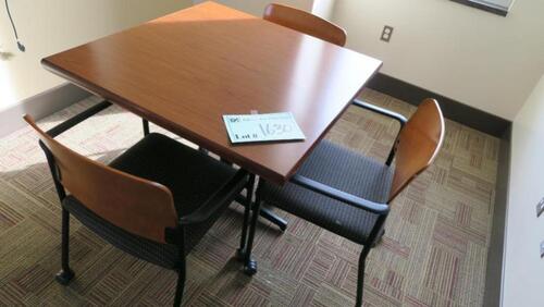 LOT, 1-SQUARE CAF TABLE, 3-ROLLING CHAIRS, HUNDLEY, 1ST FLOOR, RM 131