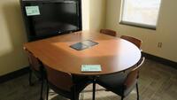 LOT, STEELCASE VIDEO CONFERENCE TABLE WITH TV STAND, LG 42" LCD TV, 5-RLLOING CHAIRS, HUNDLEY, 1ST FLOOR, RM 133