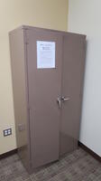 LOT, 2 DOOR STORAGE CABINET PLUS CONTENTS, 80 REEMS PAPER, ELECTRIC STAPLER, ELECTRIC HOLE PUNCH, PIN BOARD, HUNDLEY, 1ST FLOOR, RM WEST