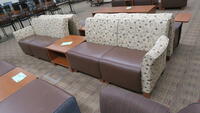 LOT, 4 SECTIONS OF SECTIONAL STUDENT CHAIRS, 2 SMALL TABLES, 2 OTTOMANS, 2 ARM CHAIRS, HUNDLEY, 1ST FLOOR, RM WEST