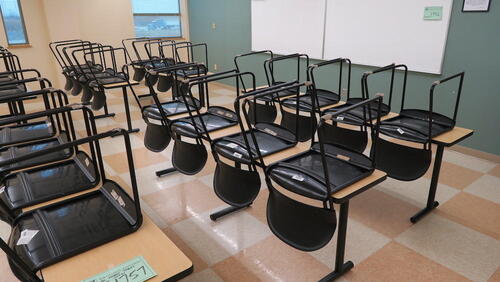 LOT, 8 STUDENT TABLES, 32 HON STACK CHAIRS, HAMILTON, 2ND FLOOR, RM 112