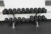 SET OF INTEK DUMB BELLS ON A HAMMER STRENGTH RACK, 5LB TO 60LB, 2014. , LOURDES HALL, LL FLOOR, RM WEIGHT ROOM - 2