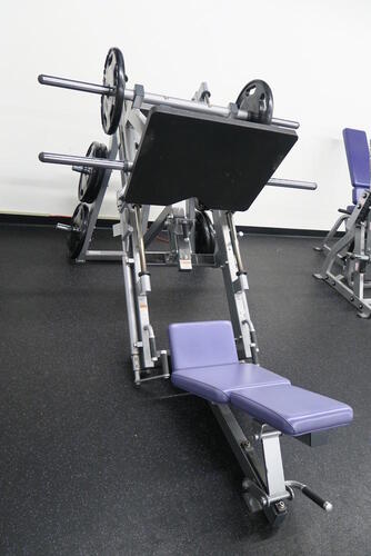 HAMMER STRENGTH HSLLP MACHINE, MAX TRAINING WEIGHT 1800 LBS, 2014., LOURDES HALL, LL FLOOR, RM WEIGHT ROOM