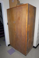 WOODEN 2 DOOR STORAGE CABINET, LOURDES HALL, LL FLOOR, RM LOCKER ROOM HALL