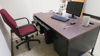 LOT, 2-STEEL DESKS, 2-DESK CHAIRS, 2-COMPUTER SYSTEMS WITH MONITOR KB MOUSE, LOURDES, LL FLOOR, RM L07