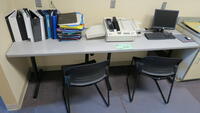 LOT, SCANTRON SCANMARK ES2010, DELL OPTIPLEX COMPUTER SYSTEM WITH MONITOR KB MOUSE, QUARTET PAPER SHEAR, SMALL X-RAY LIGHT BOX, FAX MACHINE, VINTAGE TYPEWRITER, LARGE PAPER PUNCH, MISC OFFICE SUPPLIES, 2-HON STACK CHAIRS WITH CHAIR PAD, 1-STUDENT WORK TAB