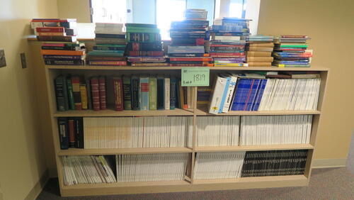 LOT, WOODEN BOOKCASE WITHMISC TEXT BOOKS AND TEACHING AIDS, HAMILTON, 1ST FLOOR, RM FACULTY COMMONS SOUTH