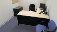 LOT, L SHAPED DESK, 1-OFFICE CHAIR WITH CHAIR PAD, 1-PADDED STACK CHAIR, 1-HON 2 DRAWER LATERAL FILE CABINET1-HON STEEL BOOK CASE, DELL OPTIPLAX COMPUTER SYSTEM WITH MONITOR KB MOUSE , HAMILTON, 1ST FLOOR, RM 012