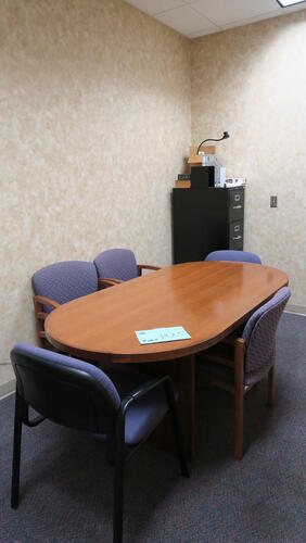 LOT, 1-SMALL CONFERENCE TABLE, 5 CHAIRS, 2-HON VERTICAL FILE CABINETS, RM 013, L SHAPED DESK, HON 2 DRAWER LATERAL FILE CABINET, DESK CHAIR, HON STEEL BOOKCASE, SIDE CHAIR, DELL COMPUTER SYSTEM WITH MONITOR KB MOUSE, RM 014, L SHAPED DESK, HON 2 DRAWER LA