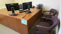 LOT, 2- SIDE CHAIRS, L SHAPE DESK, DESK CHAIR, LOVE SEAT, LOURDES, ML FLOOR, RM MAIN HALL